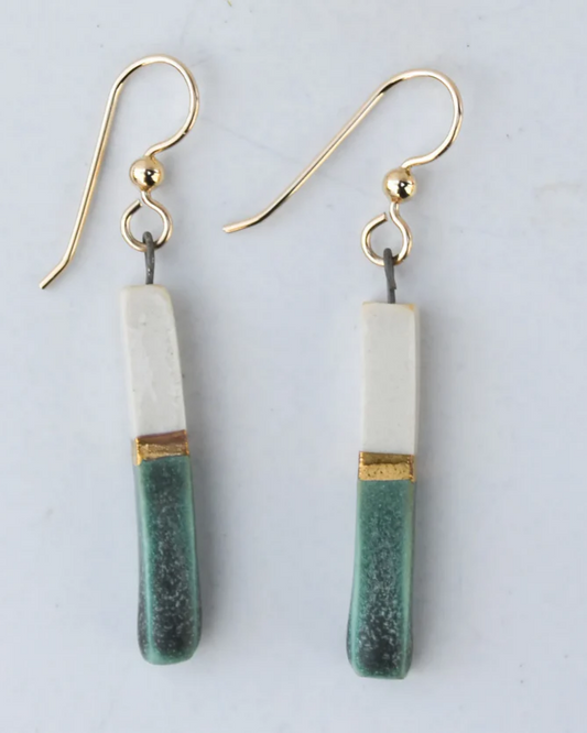 Lilikoi Project Porcelain Bar Earrings in Sage Green