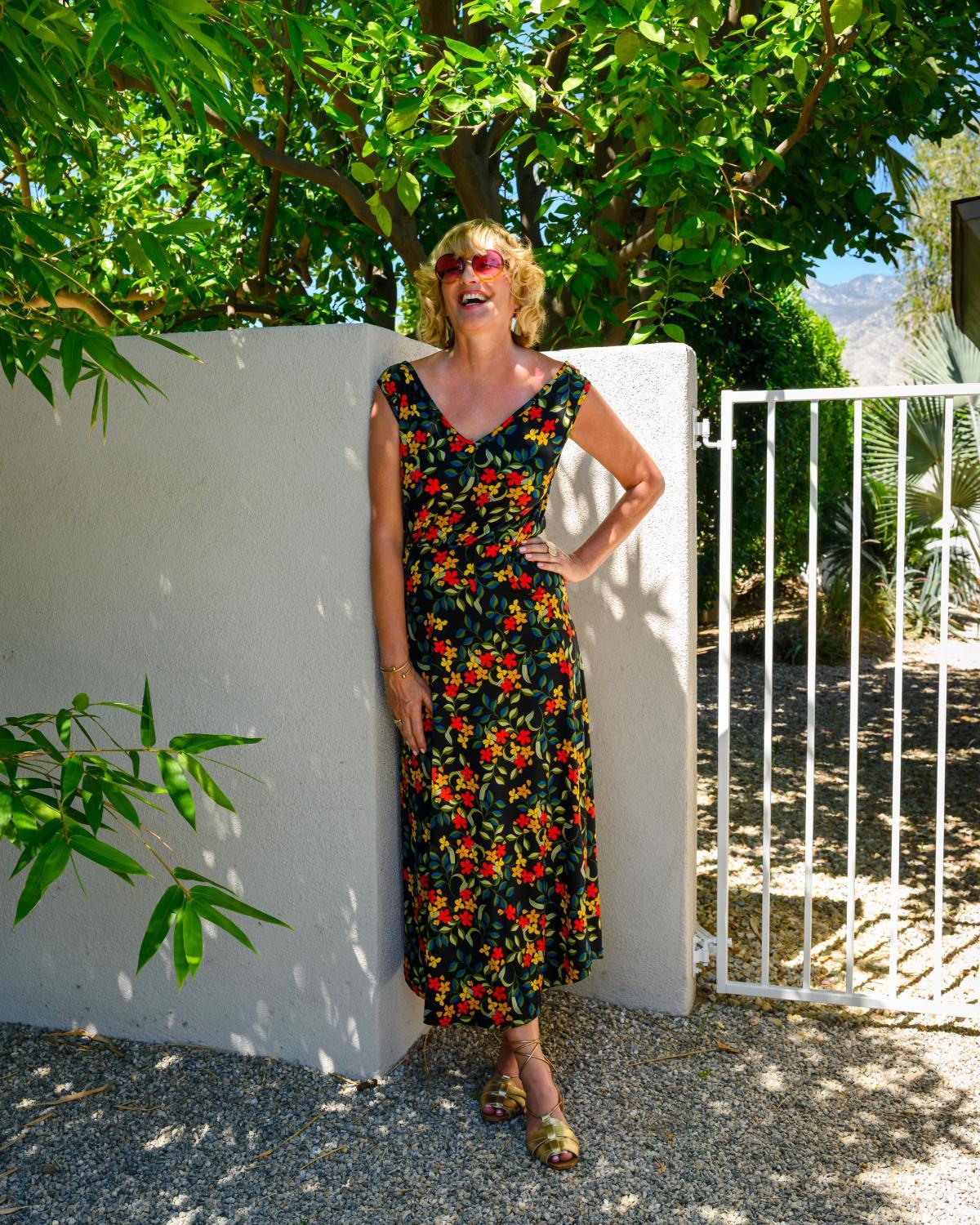 Squasht Maxi Dress Black with Colorful Floral Print