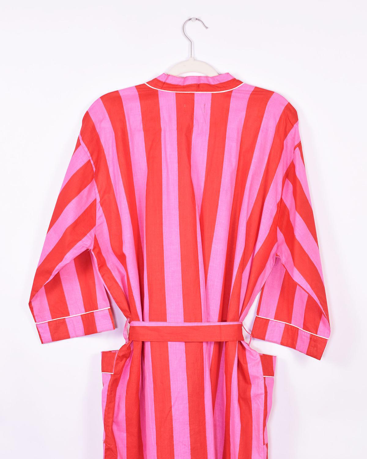 Txtile Lightweight Cotton Robe - Wild Poppy Stripe Print