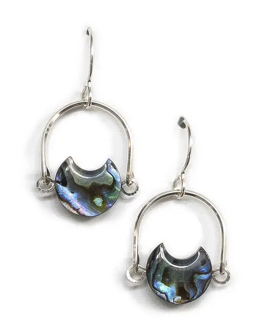 Michelle Starbuck Silver Mini Eclipse Earrings in Abalone