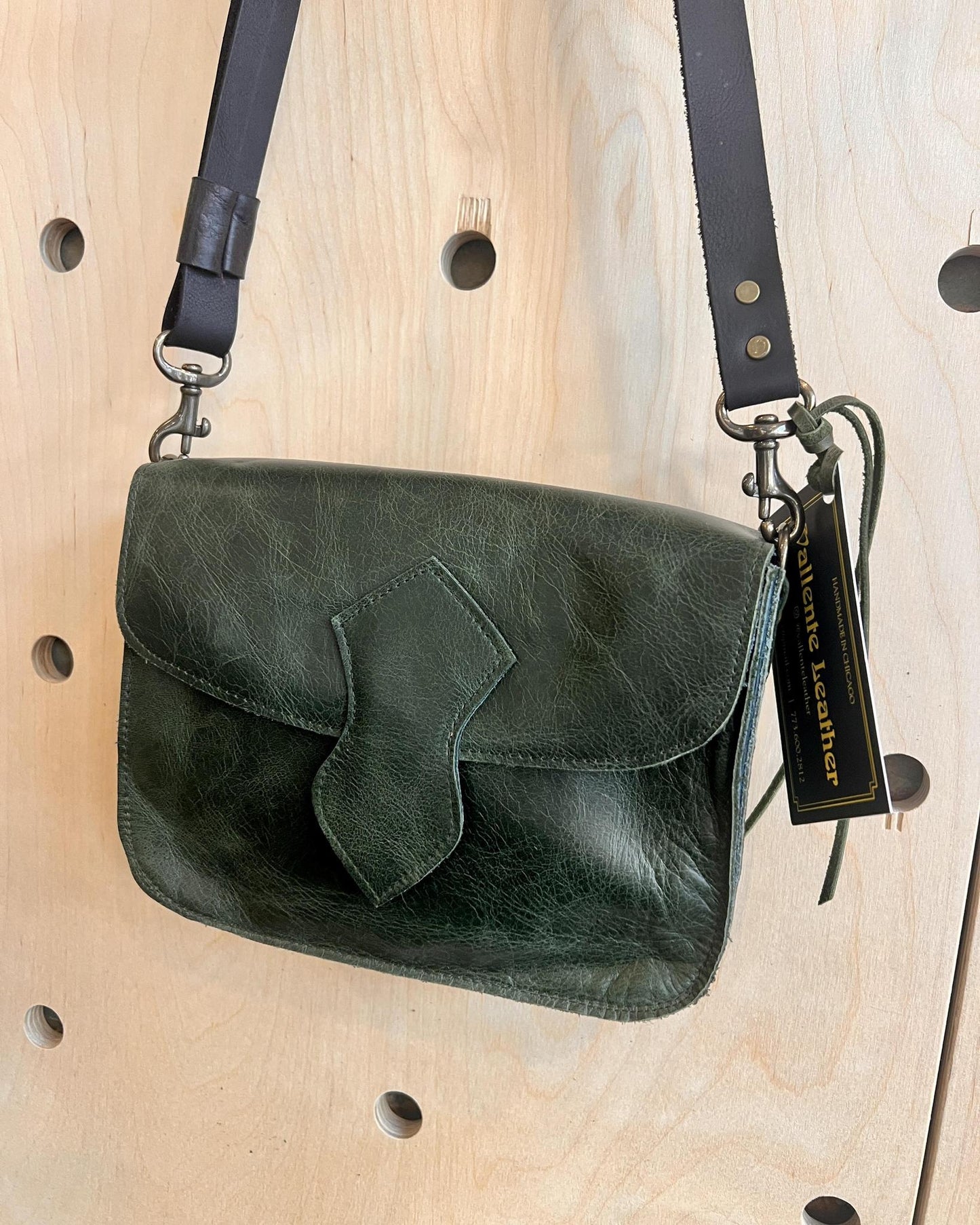 Vallente Leather Deep Olive Green Petite Convertible Handbag