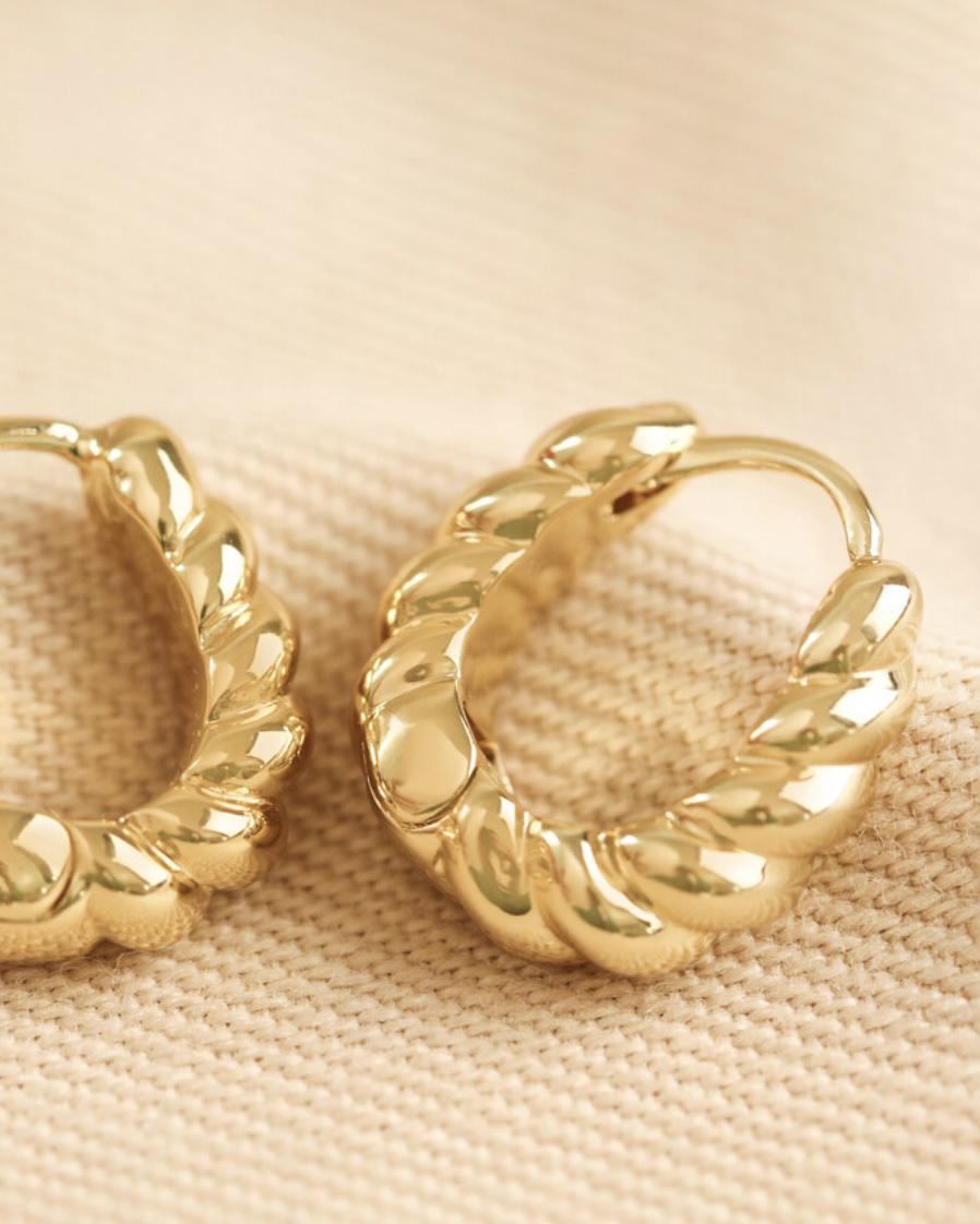 Lisa Angel Chunky Rope Huggie Hoop Earrings - 14 kt Gold Plated