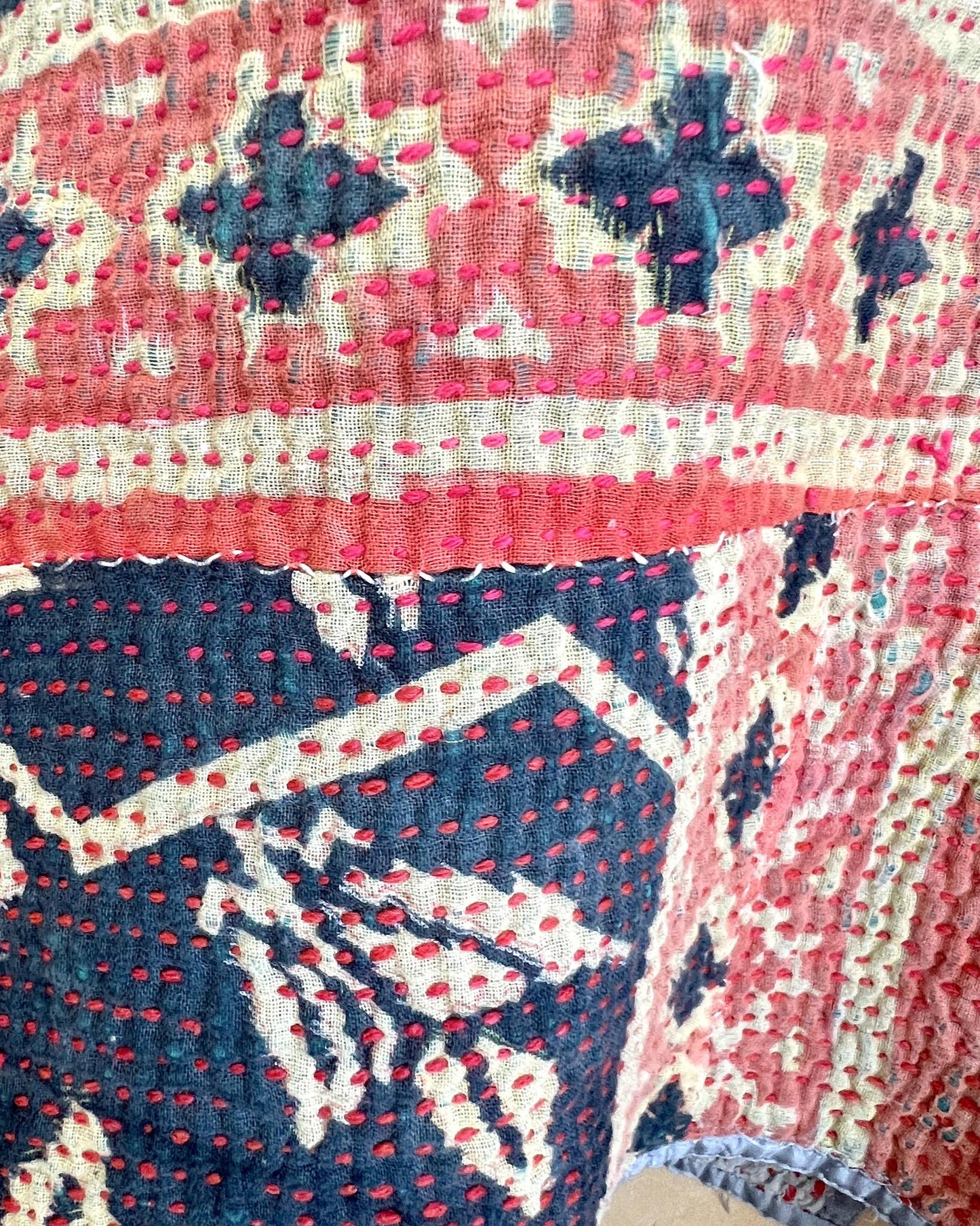 Txtile Charlie Quilted Reversible Patchwork Kantha Jacket in Arushi
