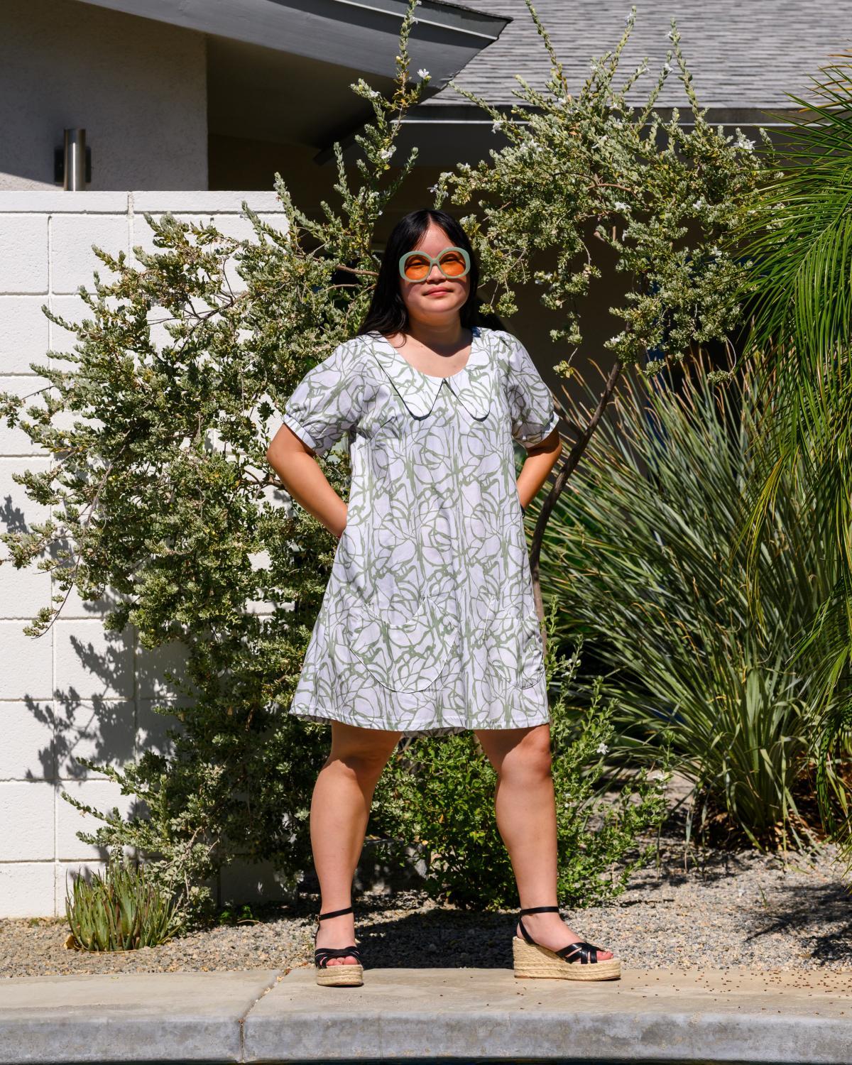 Squasht Charlotte Dress in Sage Vines