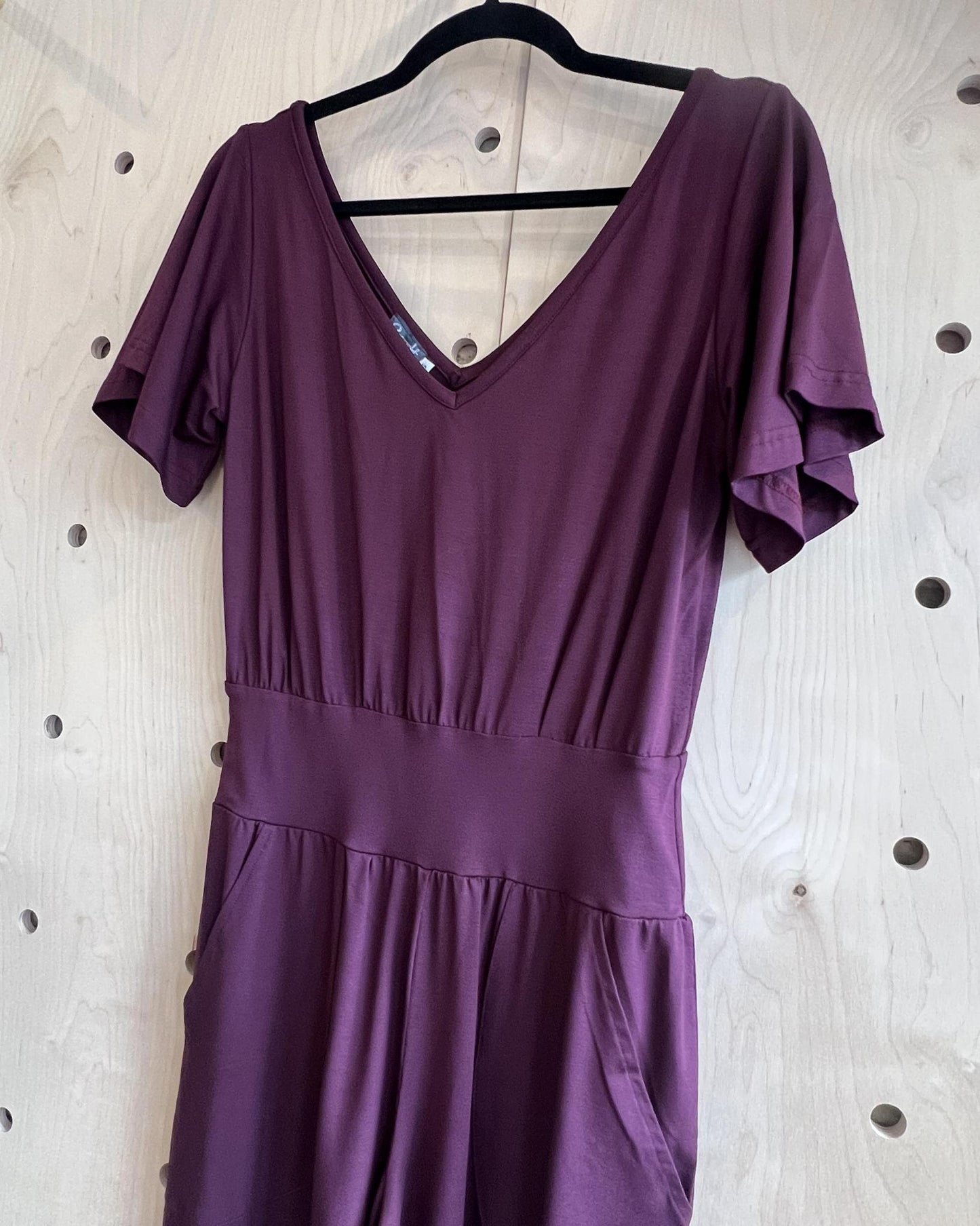Squasht Jumpsuit with Bell Sleeves in Merlot