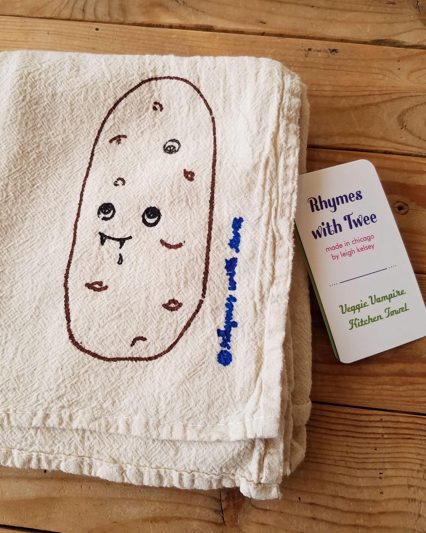 Rhymes with Twee Veggie Vampire Tea Towel - Channing Potatum