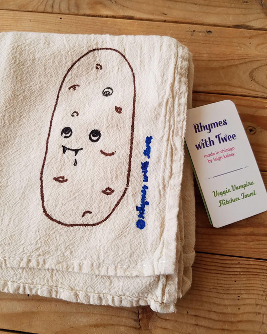 Rhymes with Twee Veggie Vampire Tea Towel - Channing Potatum