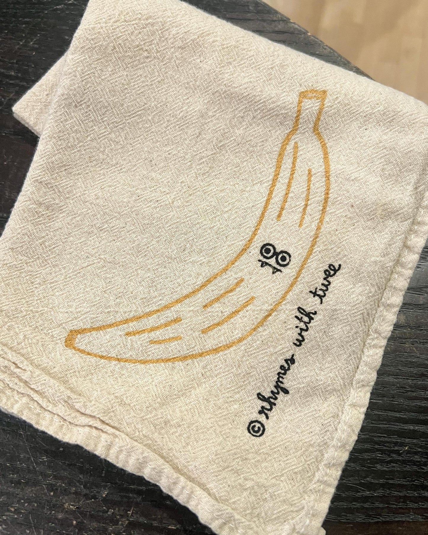 Rhymes with Twee Fanged Fruit Tea Towel - Barb Banana