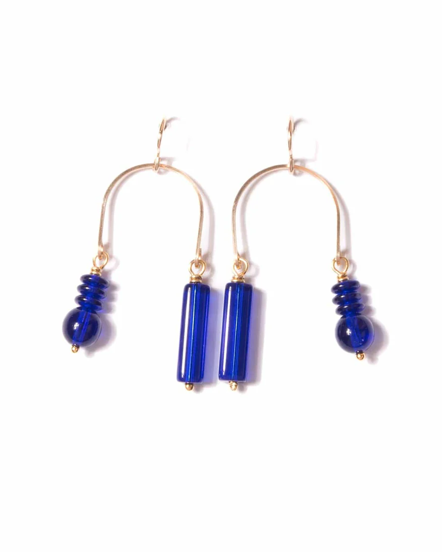 Michelle Starbuck Cobalt Composition Swing Earrings