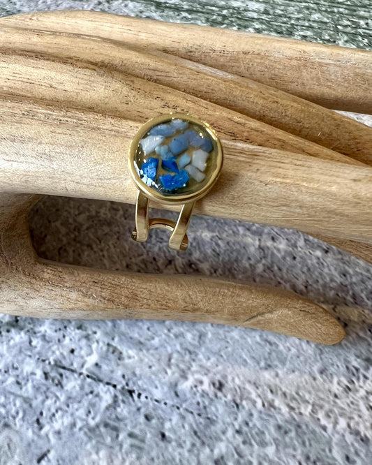 Plastic Beach Collections - Adjustable 14kt Gold Plate Ring - Ocean Reflections