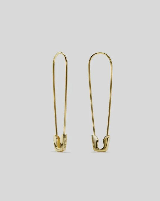 Perimade Minimalist Safety Pin Hoop Earrings in Gold Plate