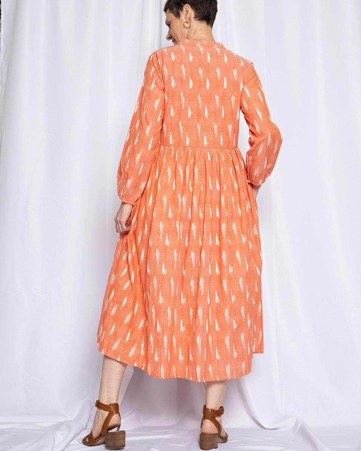 Txtile Arabella Resort Dress in Coral Ikat