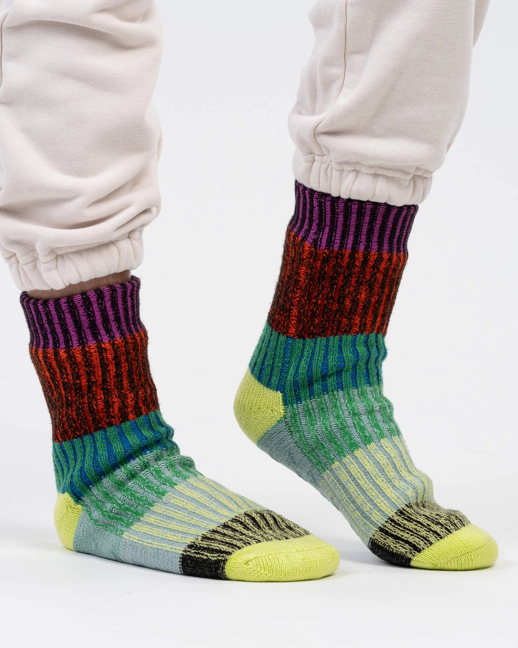 Verloop Mosaic House Socks in Lime Cobalt