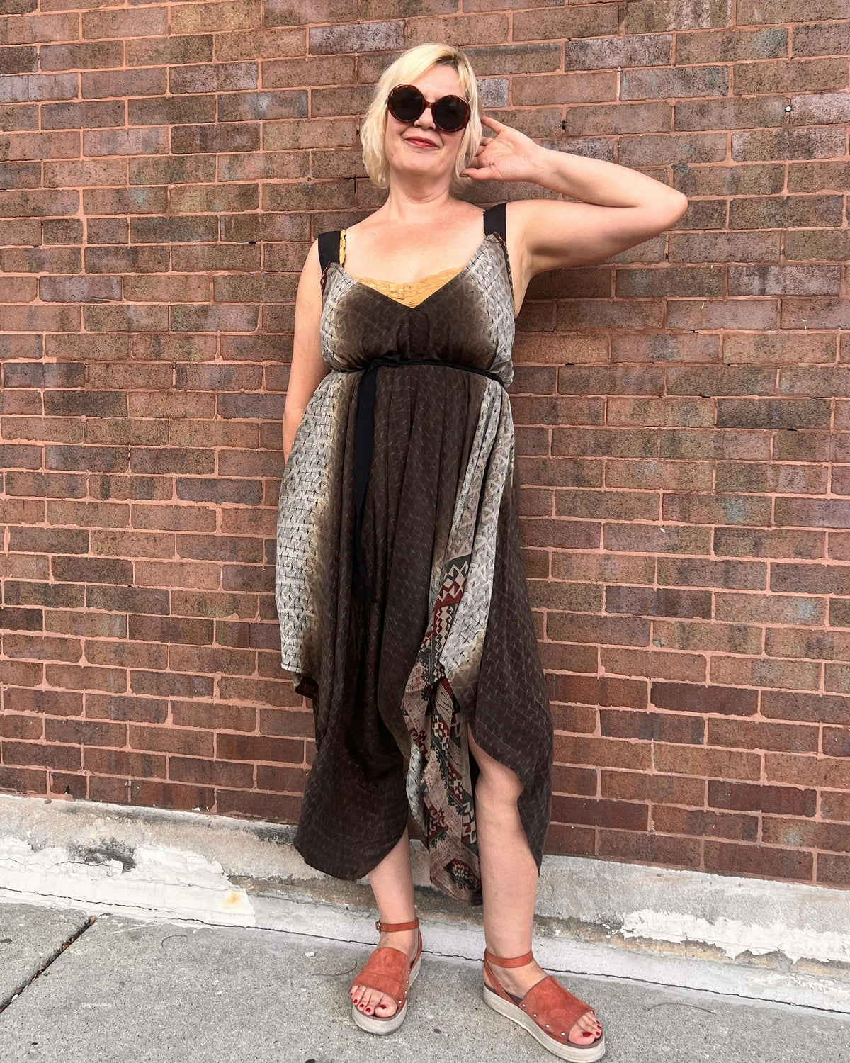 Indie Ella Zatanna Boho Silk Jumpsuit in Dark Cocoa