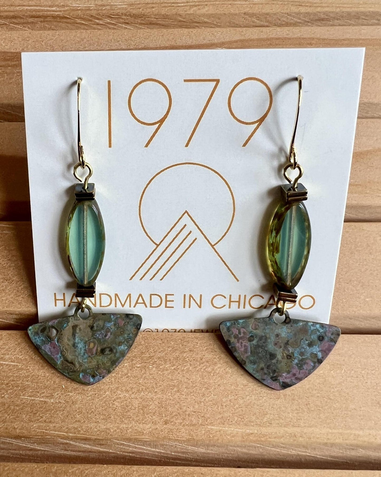1979 Jewelry Brass Earrings Sea Side Dangles