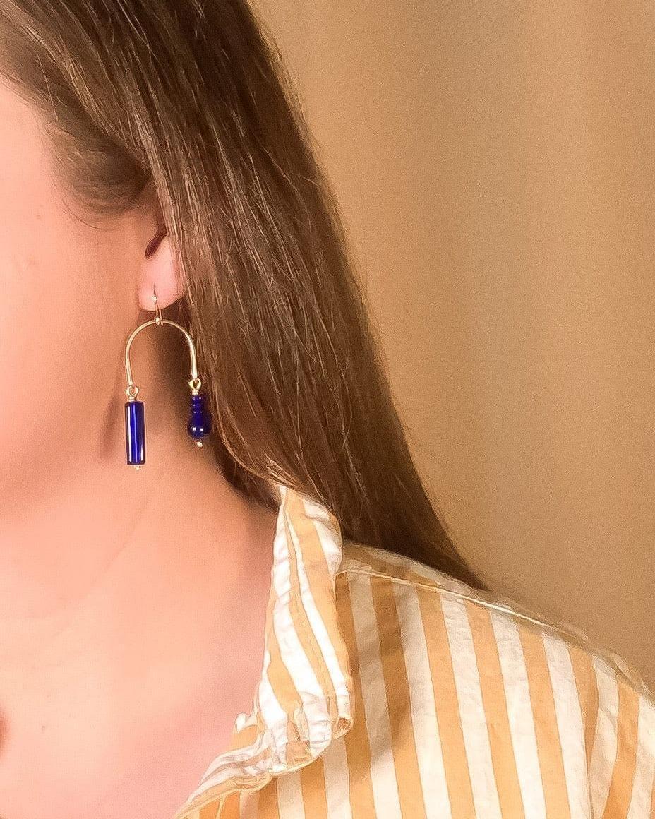 Michelle Starbuck Cobalt Composition Swing Earrings