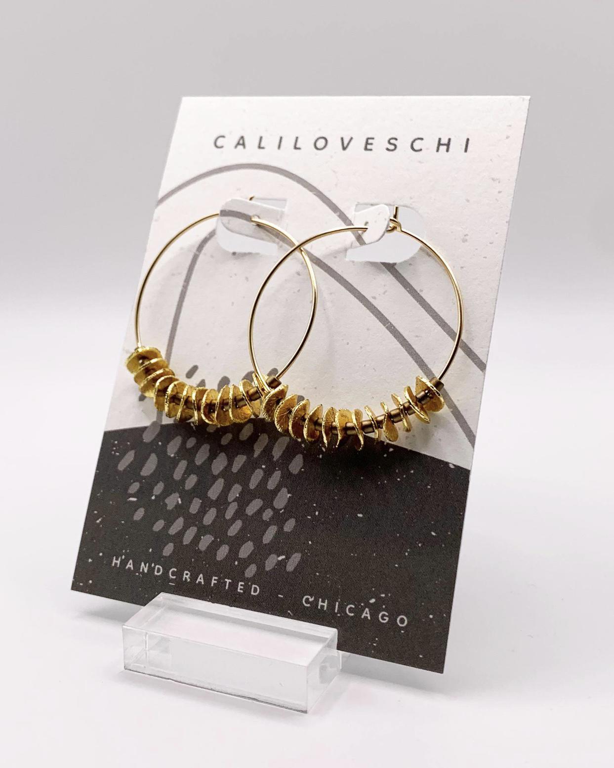 caliLOVESchi 14kt Gold - Golden Wave Hoop Earrings