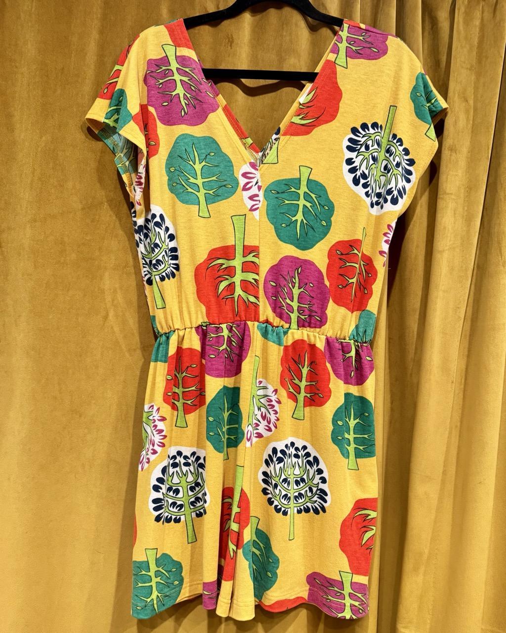 Fayru Penny Romper in Yellow Veggie Print