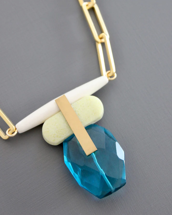 David Aubrey Capri Blue and Lemon Jade Necklace