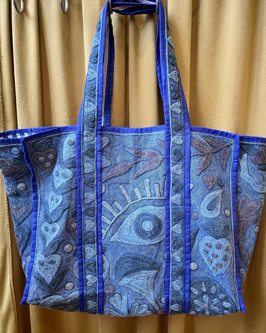 Txtile Canvas Suzani Tote Bag in Shades of Violet