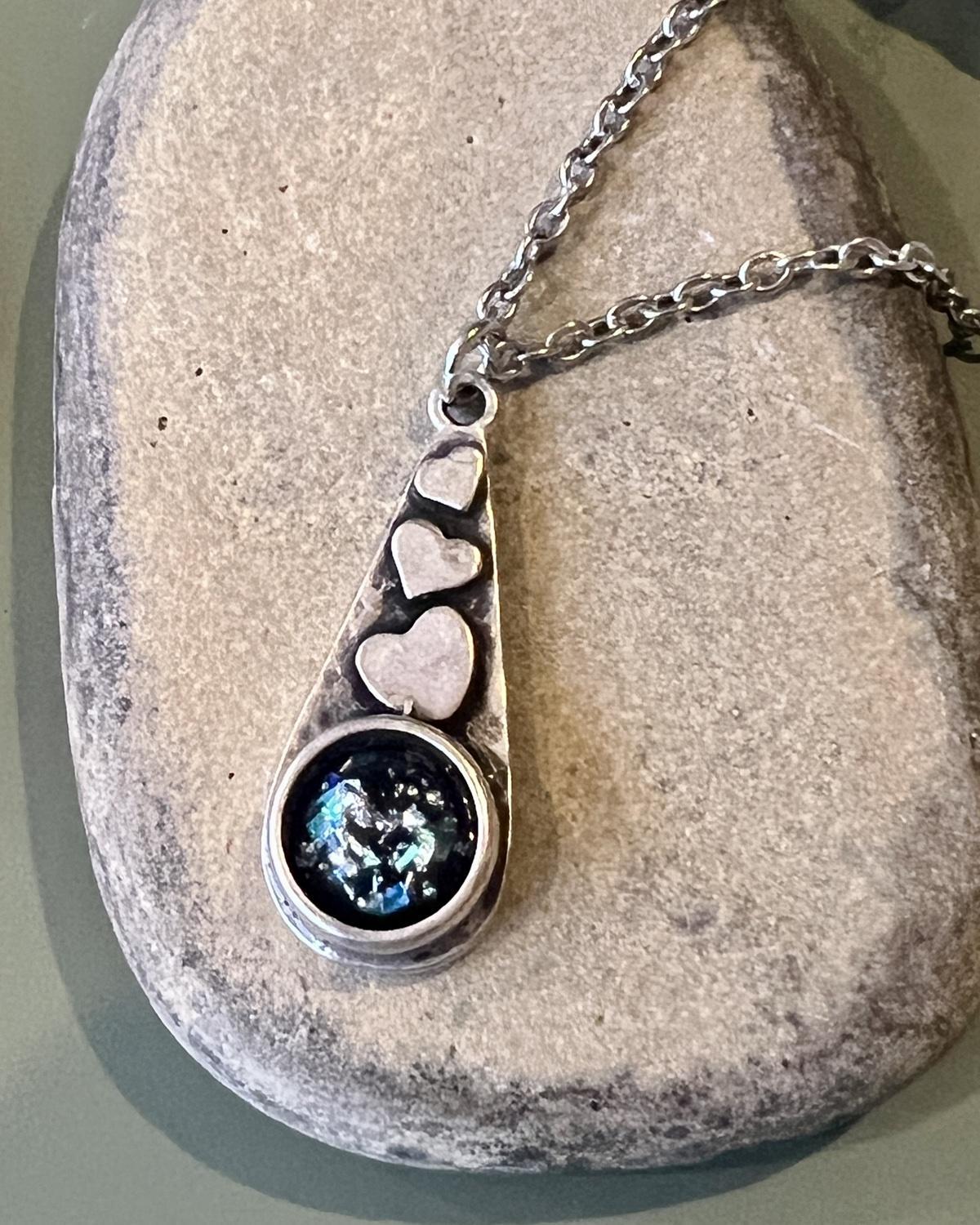 Pajaro Negro Heart Drop Necklace