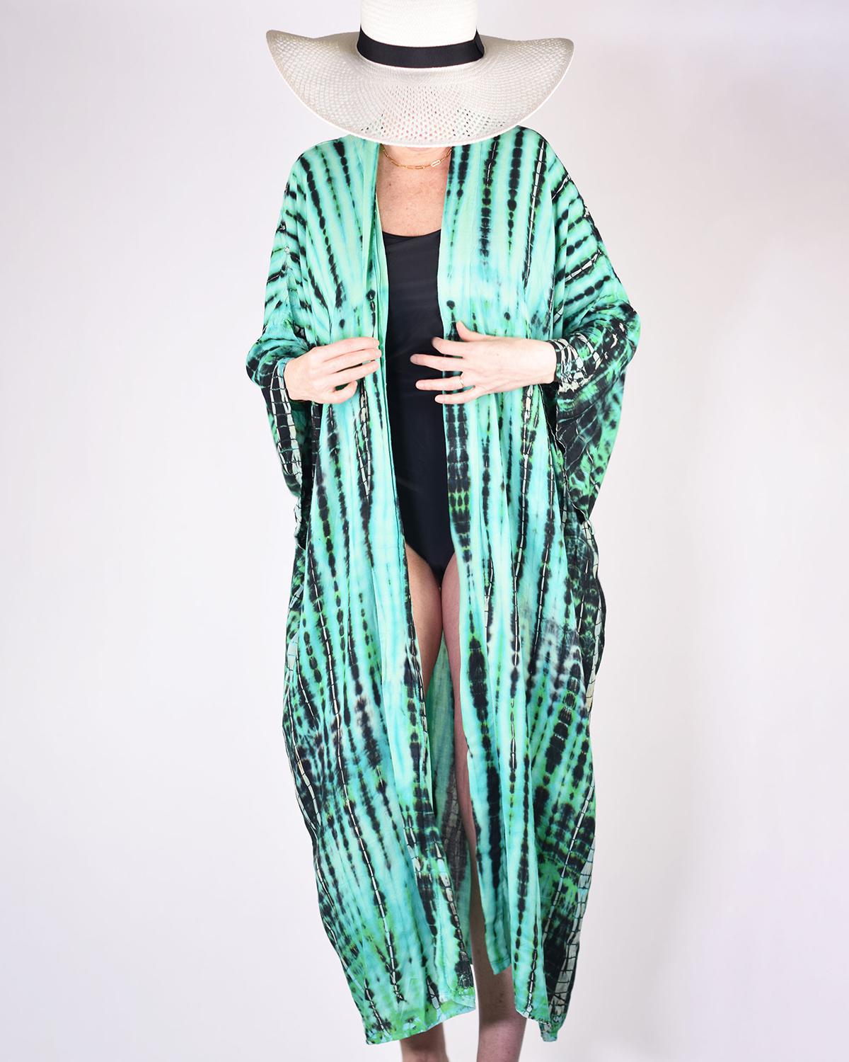 Txtile Tie Dye Kimono/Cover Up - Emerald