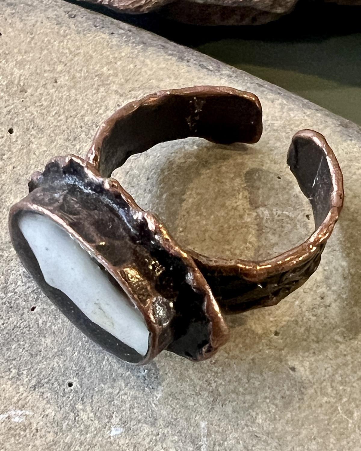 Pajaro Negro Racoon Canine Antiqued Ring