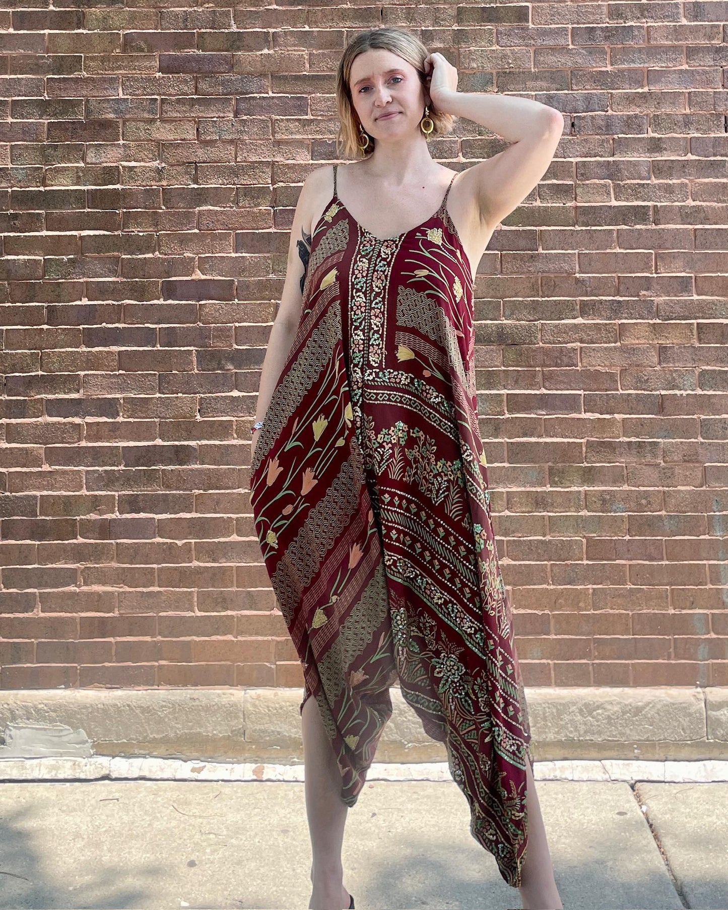 Indie Ella Silk Diva Romper in Burgundy Garden