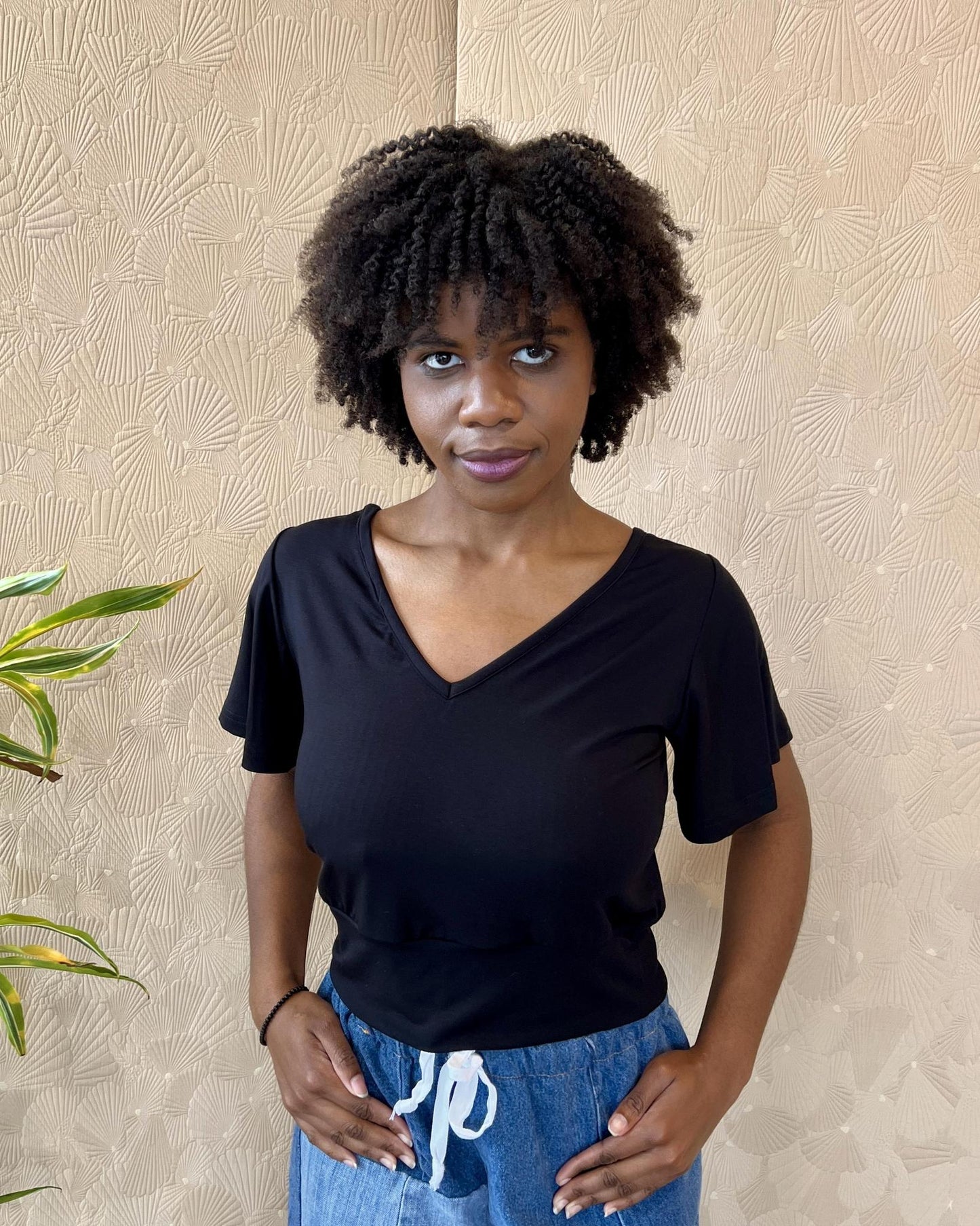 Squasht Bell Sleeve Ballet Top in Black