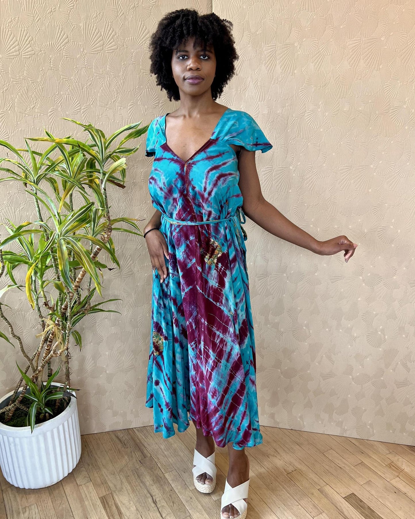 Indie Ella Venus Maxi Dress in Turquoise Dreams Tie Dye - Size S/M