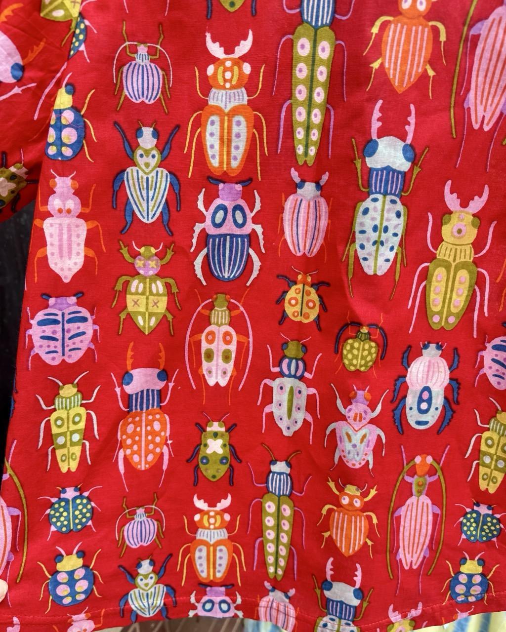 Squasht Puff Sleeve Top in Red Bugs