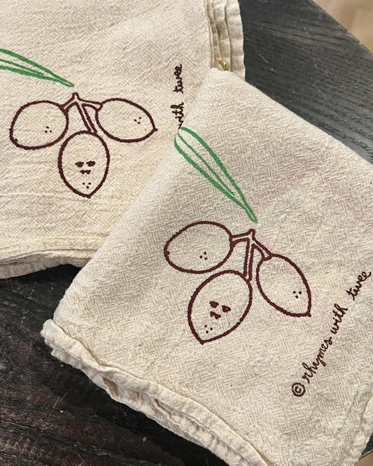 Rhymes with Twee Veggie Vampire Tea Towel - Amal Olive