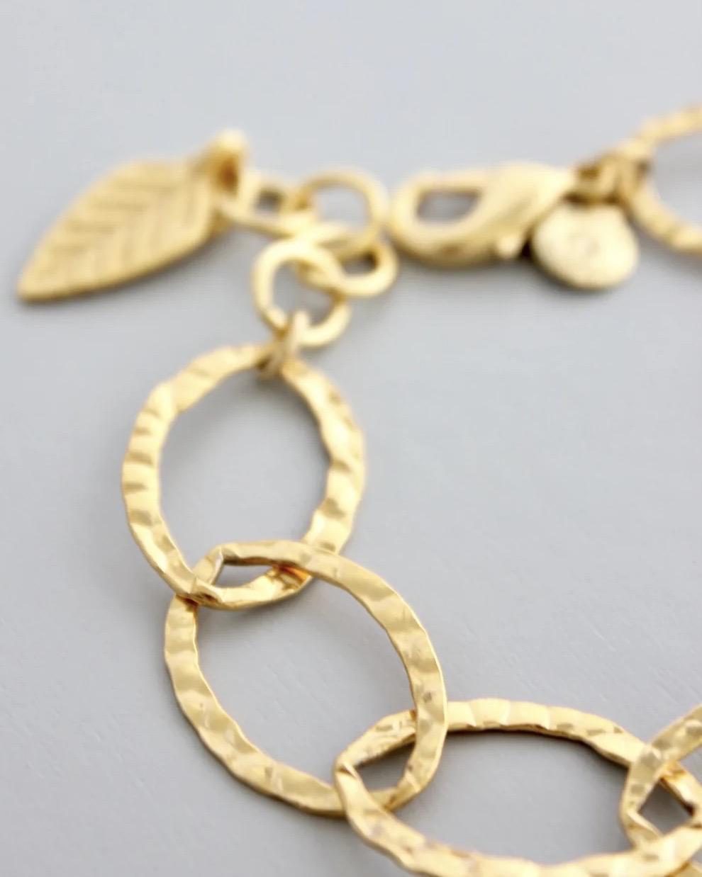 David Aubrey Gold Hammered Chain Bracelet