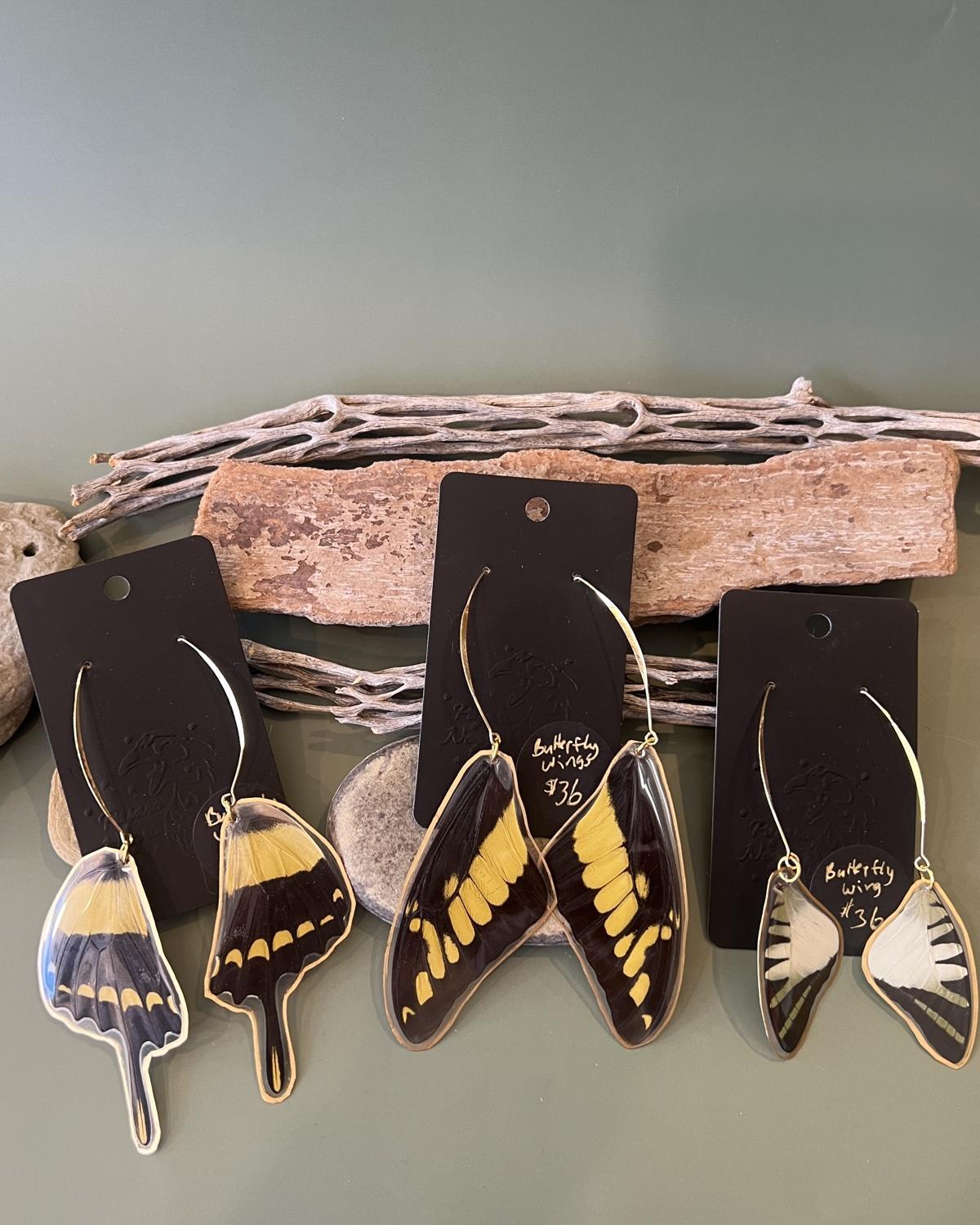 Pajaro Negro Butterfly Wing Earrings