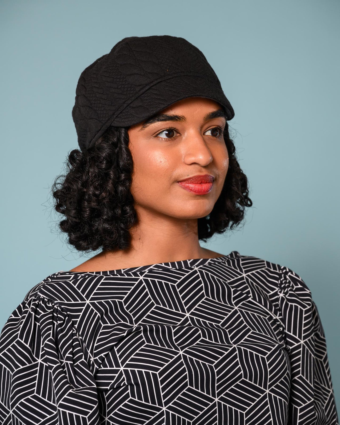 Squasht Reversible Bella Hat in Solid Black Rope Texture Knit (Stretchy!)