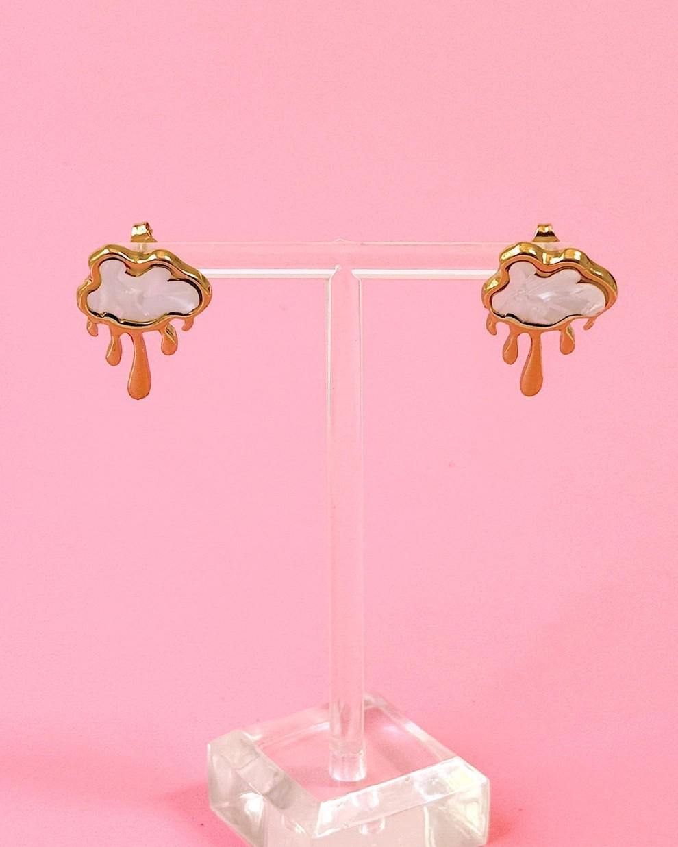 Golden Hour Cloud Drip Stud Earrings