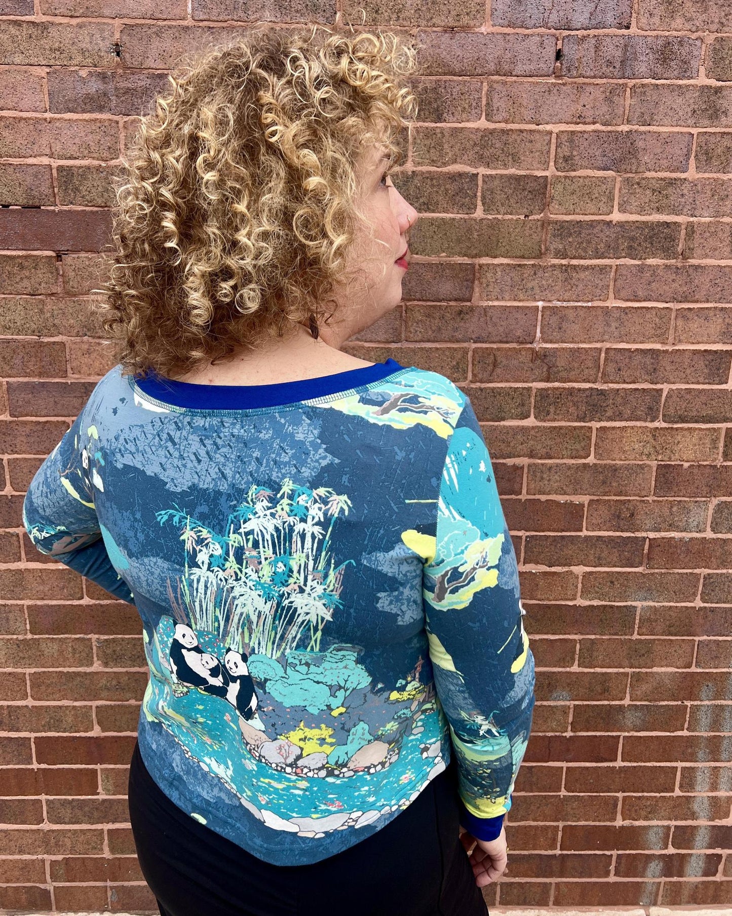 Squasht Long Sleeve Croppish Tee in Panda Party