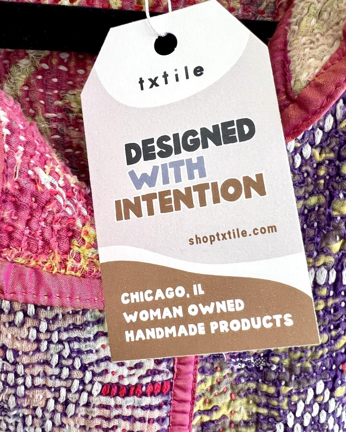 Txtile Charlie Quilted Reversible Patchwork Kantha Jacket in Aditi