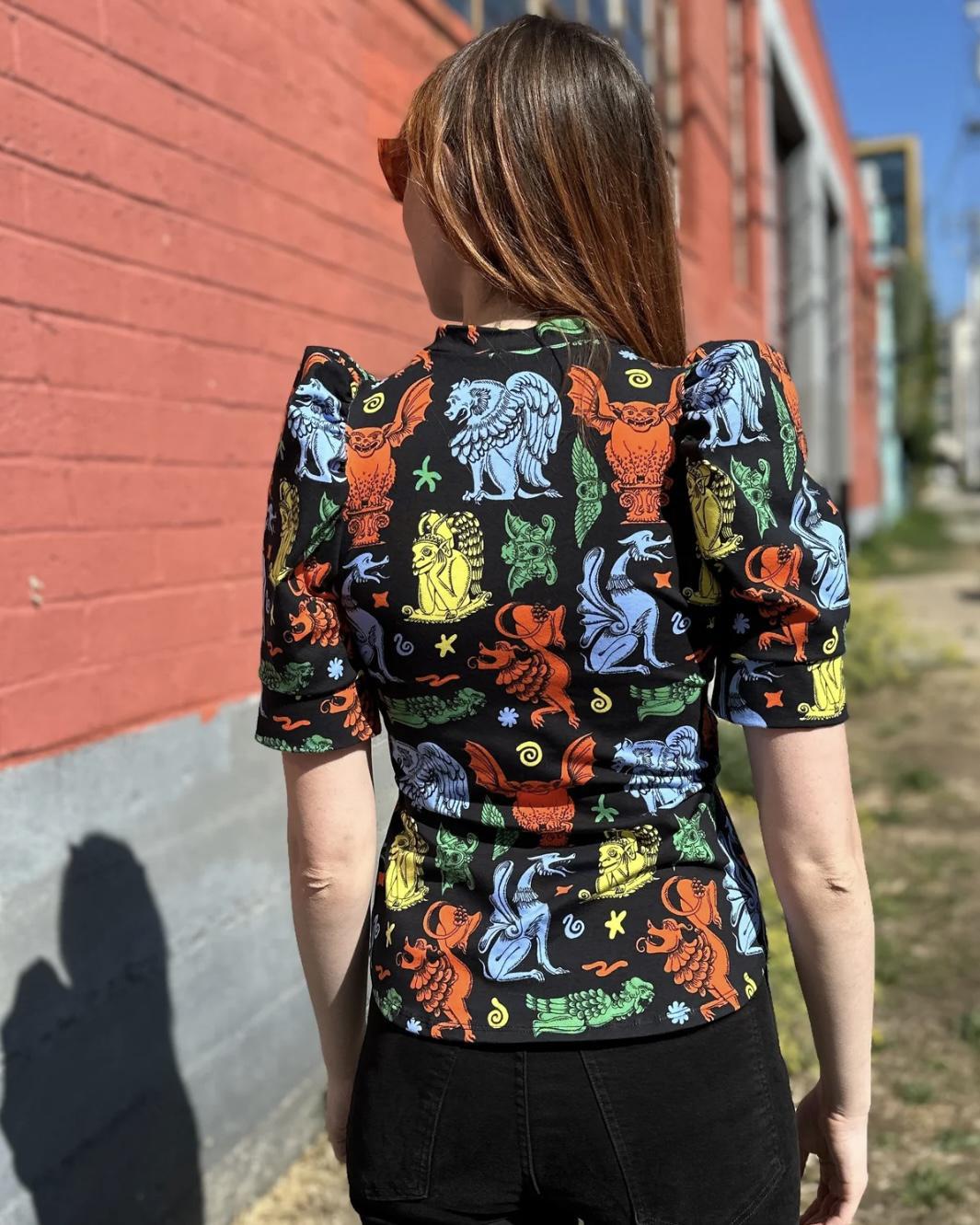 Nooworks Puff Sleeve Tee in Gargoyles