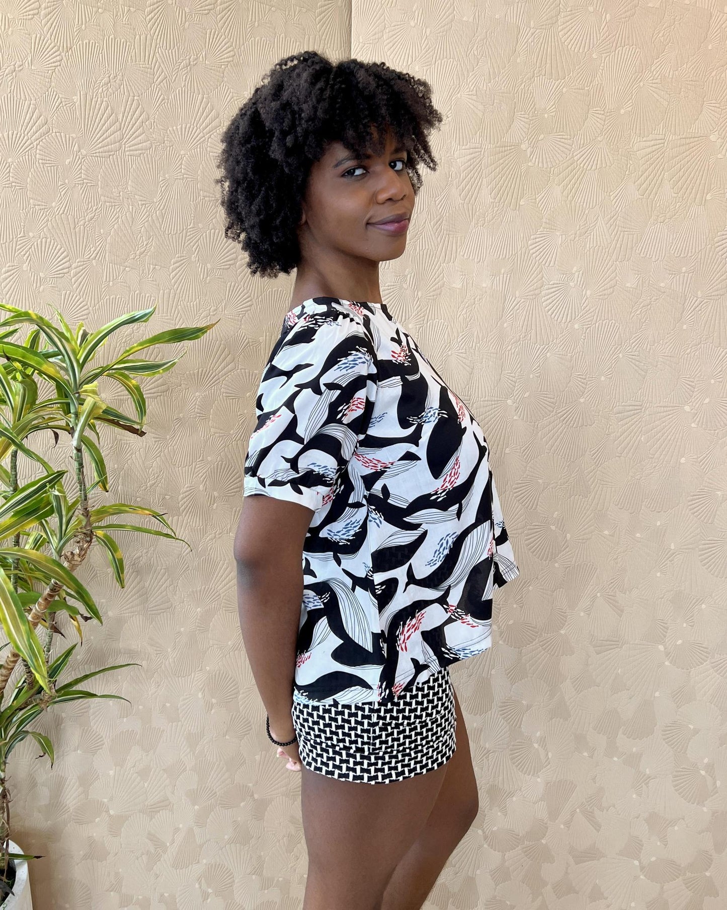 Squasht Puff Sleeve Top in Whales