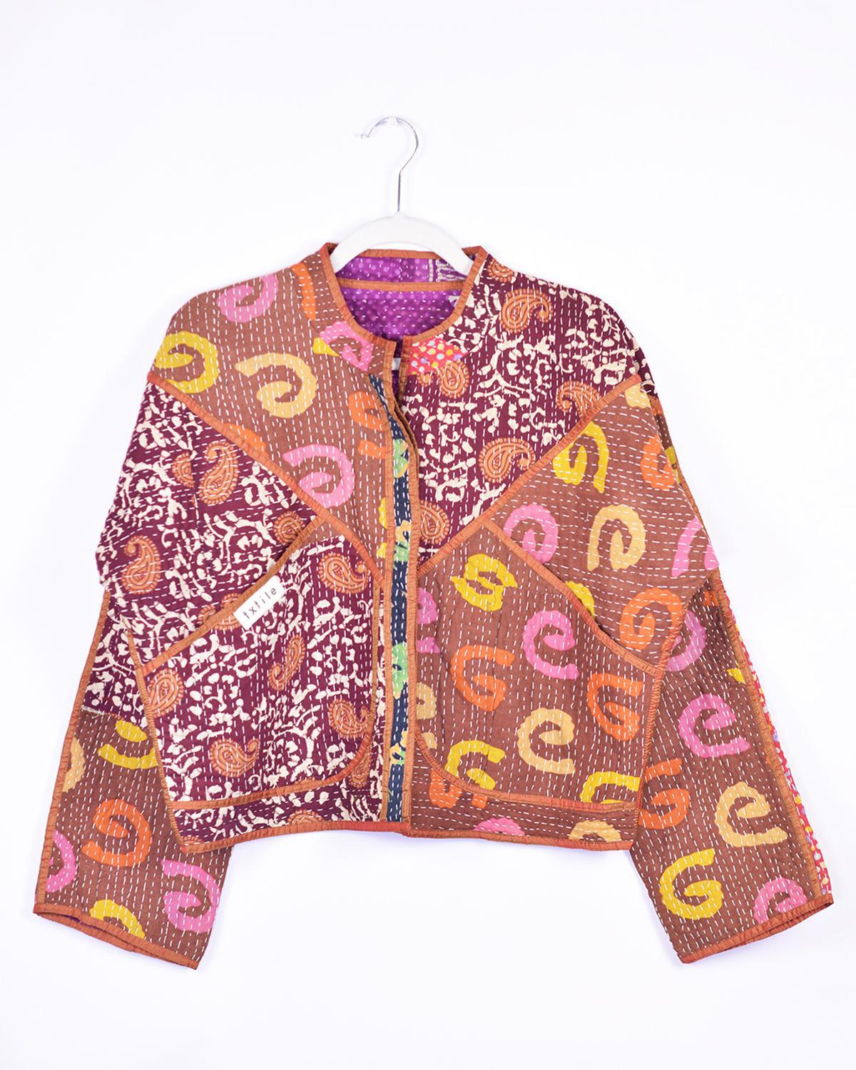 Txtile Sofie Kashvi Quilted Reversible Patchwork Kantha Jacket