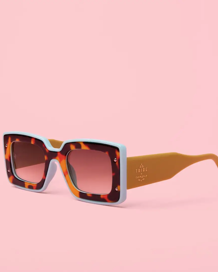 Tribe + Temple Deco Sunglasses in Chartreuse + Sky Blue