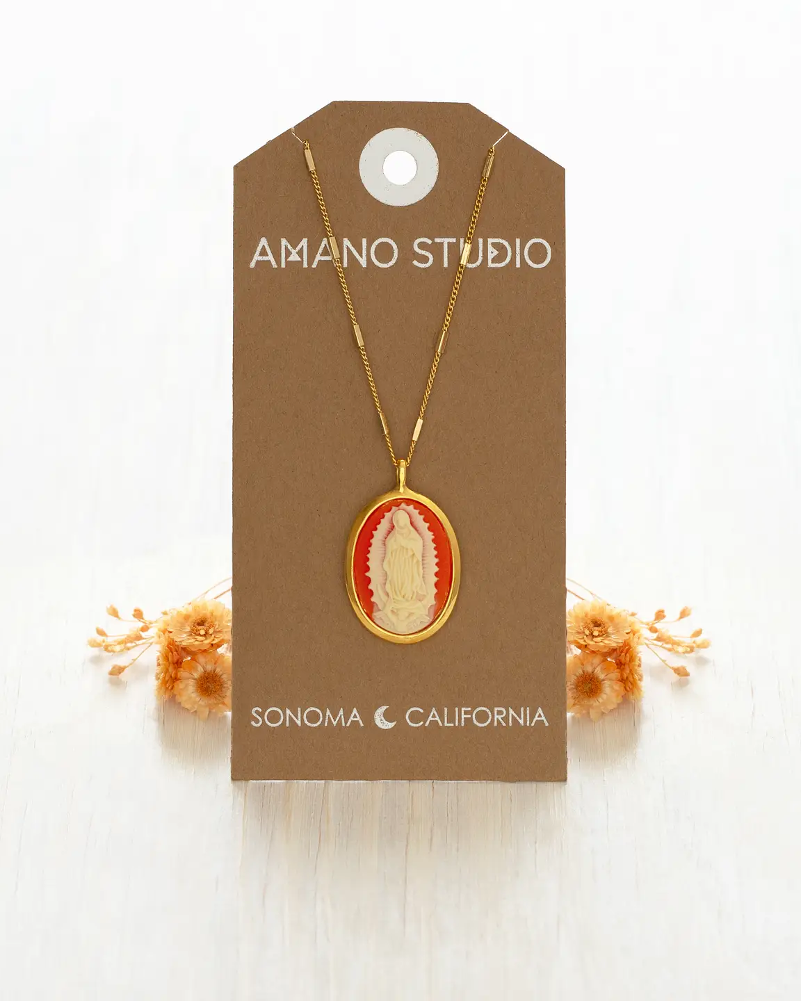 Amano Studio Virgin of Guadalupe Vintage Cameo Necklace