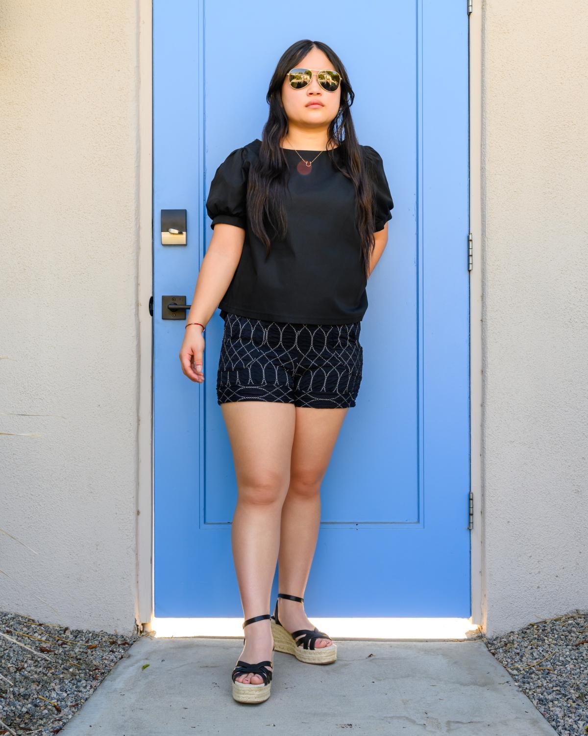 Squasht Puff Sleeve Top in Solid Black