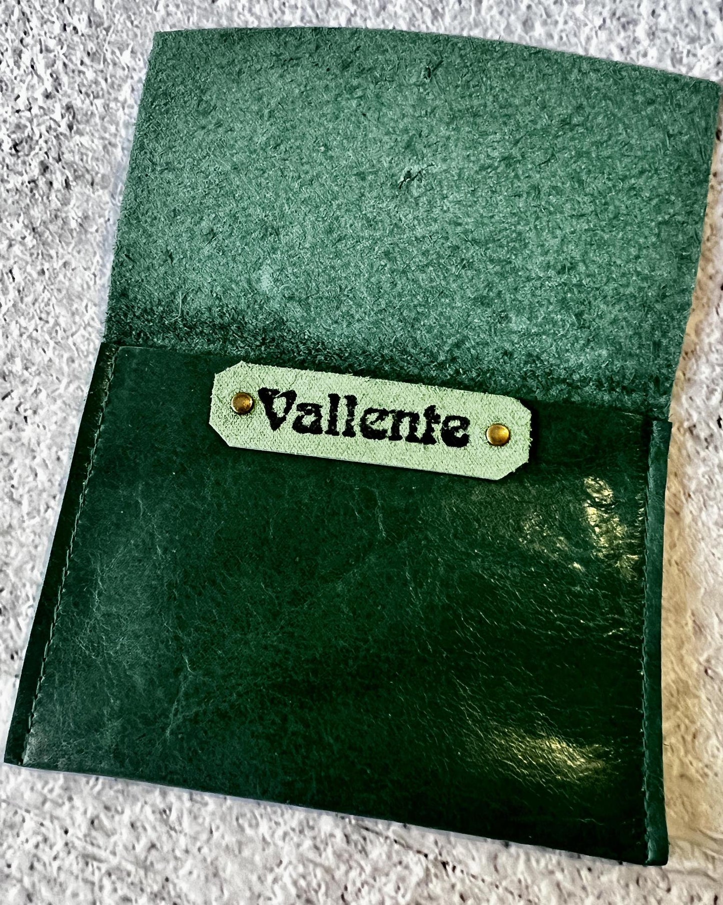 Vallente Leather Lil' Stamped Wallet Kelly Green with Bunny