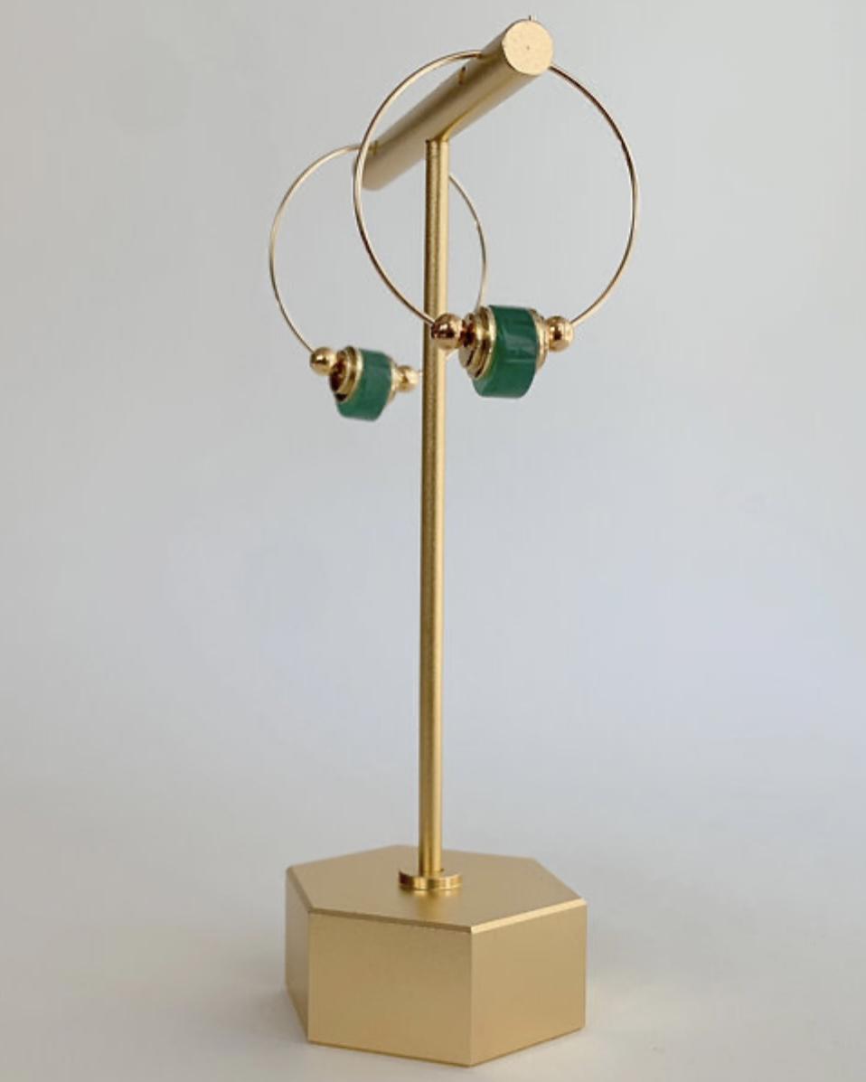 caliLOVESchi 14k Gold Hoops - Green Aventurine