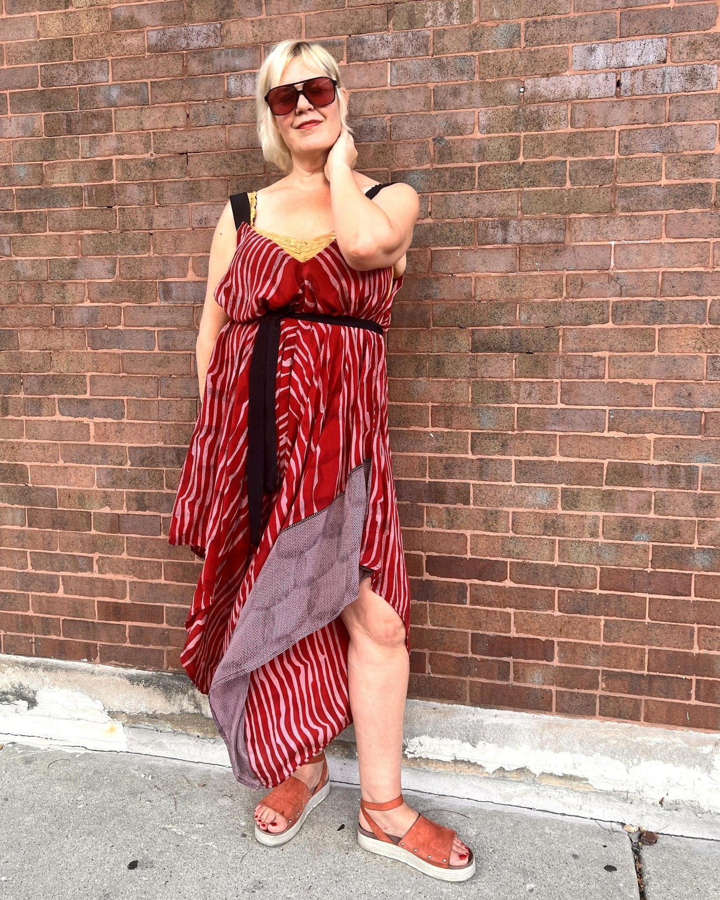 Indie Ella Zatanna Boho Silk Jumpsuit in Crimson Crush