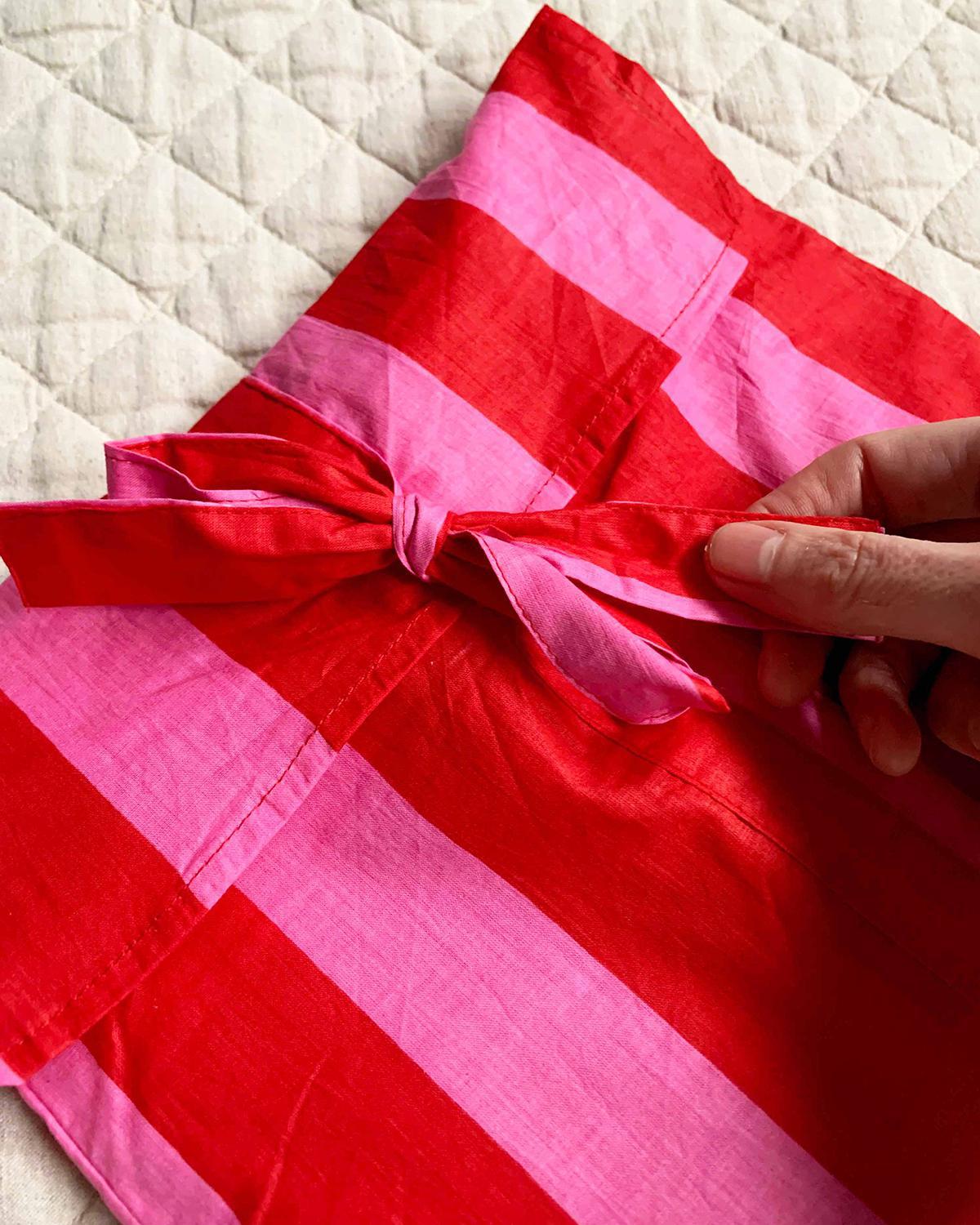 Txtile Lightweight Cotton Robe - Wild Poppy Stripe Print