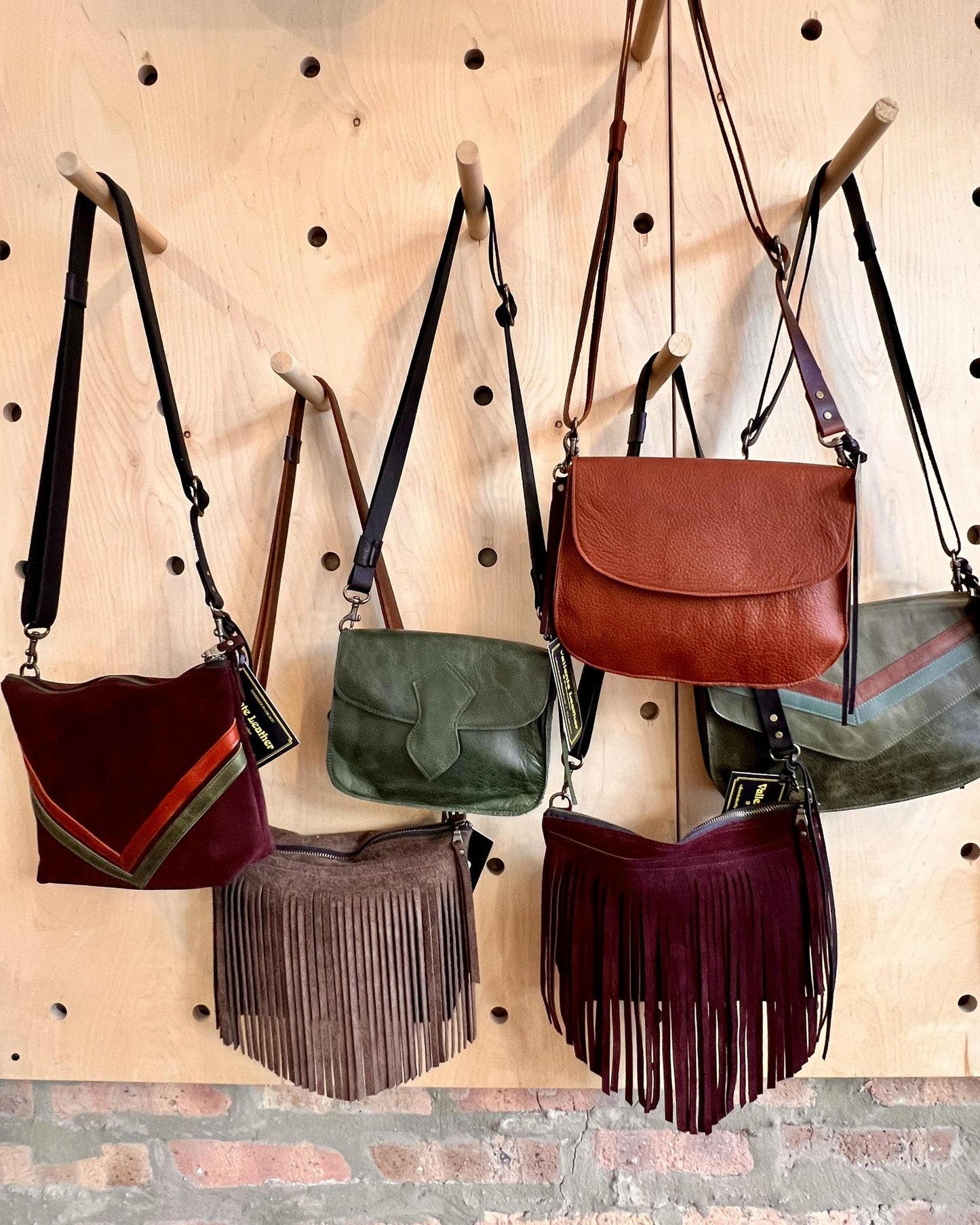 Vallente Leather Fringe Handbag in Deep Plum