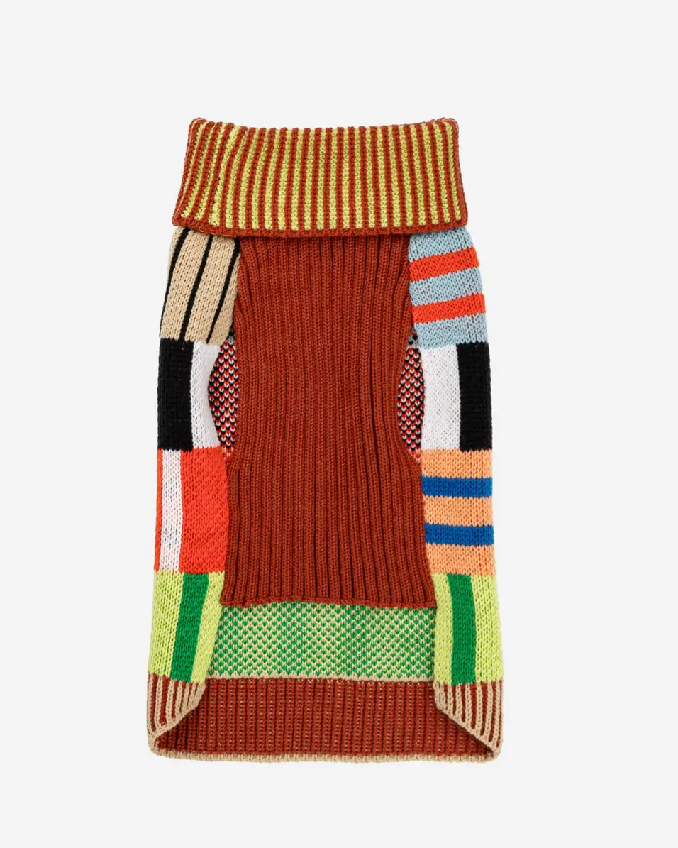 Verloop Patchwork Stripe Dot Dog Sweater - Sport